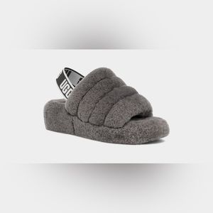Ugg fluff yeah slide in charcoal